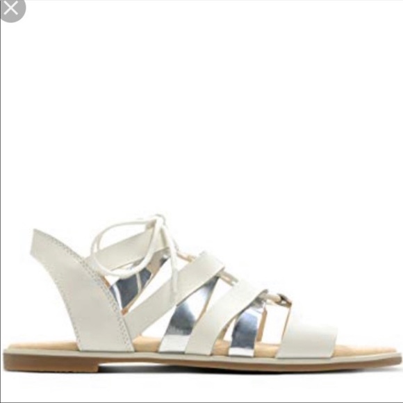 clarks white and silver sandals